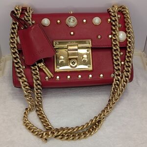 Gucci Pearly Padlock Studded Red Shoulder Bag